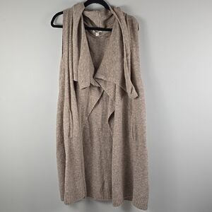 Cato long sleeveless cardigan vest Cozy Beige Sleeveless Sweater Vest
